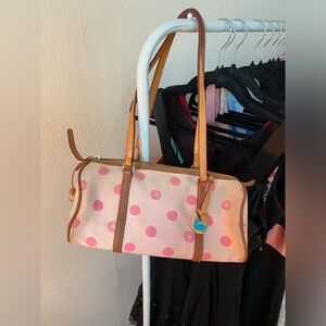 2000s Dooney & Bourke pink polka dot barrel purse